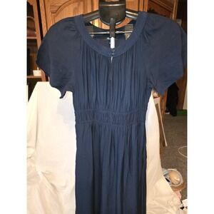 Madewell Blue Dress. Cinched At Waist. Full Skirt. Size S. Midi Length. Boho,...